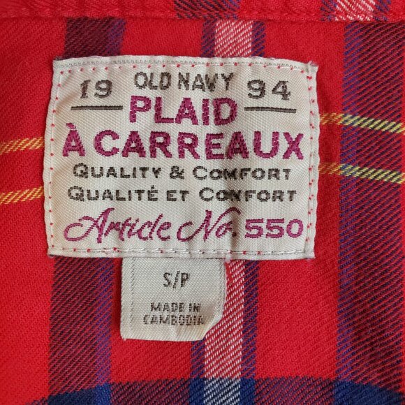 Old Navy Plaid Women Button Up Fannel Shirt Size S/P Relaxed Fit Cotton Cottage - Picture 3 of 9